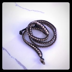 Brown/gold beaded wrap bracelet